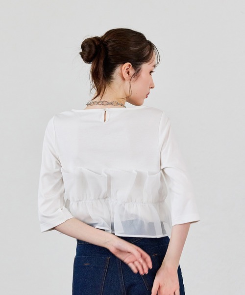 Audie a Muses(オーディアミューズ)の「オーガンジードッキングカットソー(Tシャツ/カットソー・レディース・オフホワイト/ブラック・42/38)」の11枚目の写真