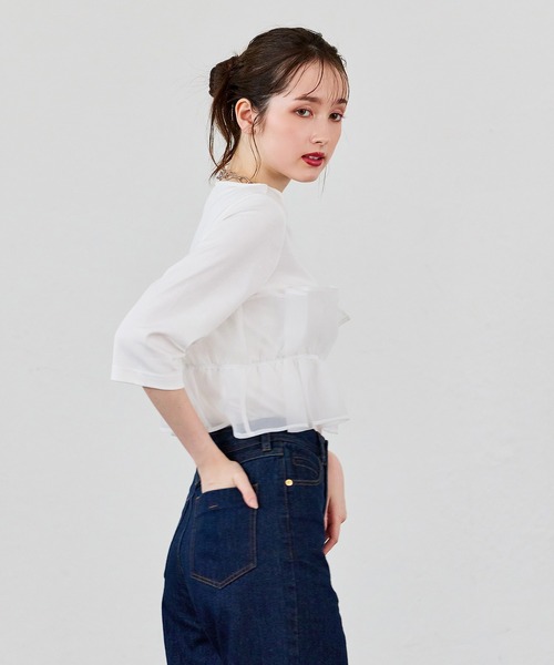 Audie a Muses(オーディアミューズ)の「オーガンジードッキングカットソー(Tシャツ/カットソー・レディース・オフホワイト/ブラック・42/38)」の12枚目の写真