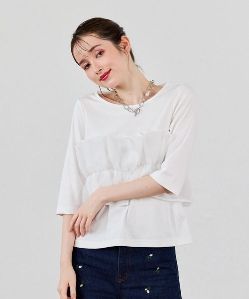 Audie a Muses(オーディアミューズ)の「オーガンジードッキングカットソー(Tシャツ/カットソー・レディース・オフホワイト/ブラック・42/38)」の16枚目の写真