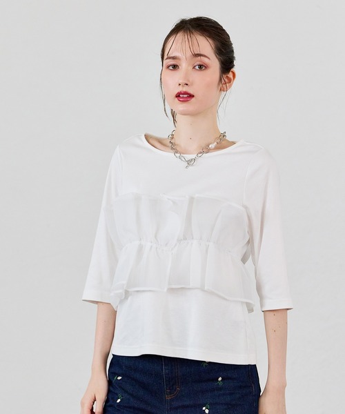 Audie a Muses(オーディアミューズ)の「オーガンジードッキングカットソー(Tシャツ/カットソー・レディース・オフホワイト/ブラック・42/38)」の17枚目の写真