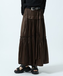 〈接触冷感機能付き〉レザーライクフレアスカート