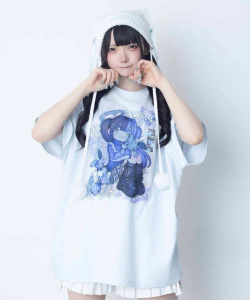 Whinny（ホワイニー）の「Whinny/【2026夏新作♪】闇うさぎ飼い慣らしティー（Tシャツ/カットソー・レディース・ブラック/サックスブルー/ホワイト・FREE）」の3枚目の写真