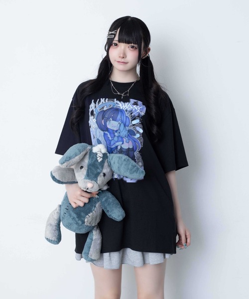 Whinny（ホワイニー）の「Whinny/【2026夏新作♪】闇うさぎ飼い慣らしティー（Tシャツ/カットソー・レディース・ブラック/サックスブルー/ホワイト・FREE）」の5枚目の写真