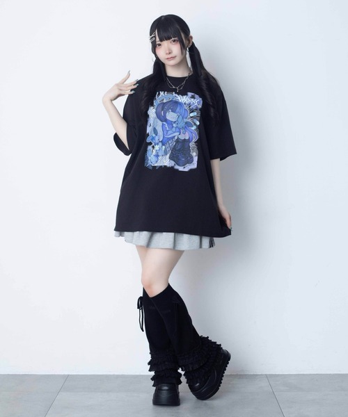 Whinny（ホワイニー）の「Whinny/【2026夏新作♪】闇うさぎ飼い慣らしティー（Tシャツ/カットソー・レディース・ブラック/サックスブルー/ホワイト・FREE）」の8枚目の写真