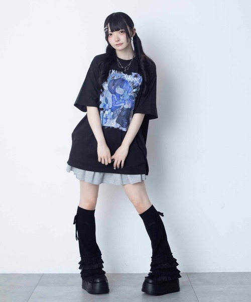 Whinny（ホワイニー）の「Whinny/【2026夏新作♪】闇うさぎ飼い慣らしティー（Tシャツ/カットソー・レディース・ブラック/サックスブルー/ホワイト・FREE）」の9枚目の写真
