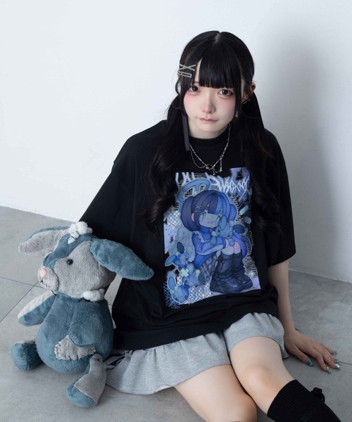 Whinny（ホワイニー）の「Whinny/【2026夏新作♪】闇うさぎ飼い慣らしティー（Tシャツ/カットソー・レディース・ブラック/サックスブルー/ホワイト・FREE）」の10枚目の写真