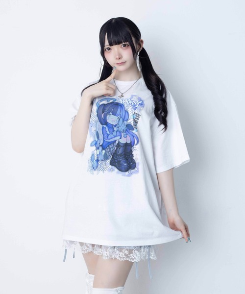 Whinny（ホワイニー）の「Whinny/【2026夏新作♪】闇うさぎ飼い慣らしティー（Tシャツ/カットソー・レディース・ブラック/サックスブルー/ホワイト・FREE）」の12枚目の写真