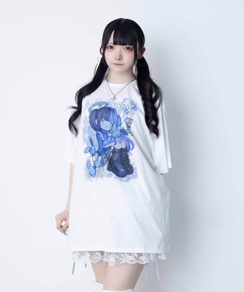 Whinny（ホワイニー）の「Whinny/【2026夏新作♪】闇うさぎ飼い慣らしティー（Tシャツ/カットソー・レディース・ブラック/サックスブルー/ホワイト・FREE）」の13枚目の写真