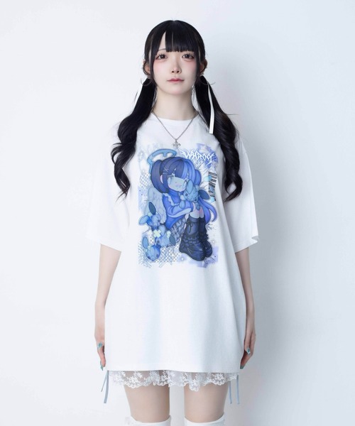 Whinny（ホワイニー）の「Whinny/【2026夏新作♪】闇うさぎ飼い慣らしティー（Tシャツ/カットソー・レディース・ブラック/サックスブルー/ホワイト・FREE）」の18枚目の写真