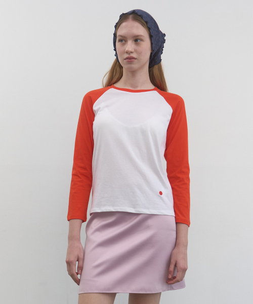 Majournee(マジョネ)の「SINGLE RAGLAN T-SHIRT_WHITE/ORANGE(Tシャツ/カットソー・レディース・その他・FREE)」の1枚目の写真