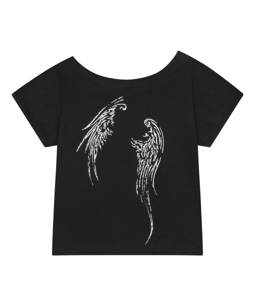 MUCENT(ムセント)の「エーテルエンジェルウィングスワンショルダー半袖Tシャツ(2カラー)(Tシャツ/カットソー・レディース・ホワイト/ブラック・FREE)」の4枚目の写真