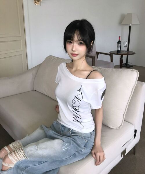 MUCENT(ムセント)の「エーテルエンジェルウィングスワンショルダー半袖Tシャツ(2カラー)(Tシャツ/カットソー・レディース・ホワイト/ブラック・FREE)」の18枚目の写真