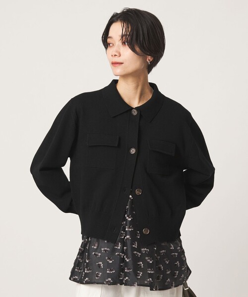green label relaxing(グリーンレーベルリラクシング)の「ポロニット カーディガン(カーディガン/ボレロ・レディース・ブラック/グレー/オフホワイト/ダークブラウン・FREE)」の3枚目の写真