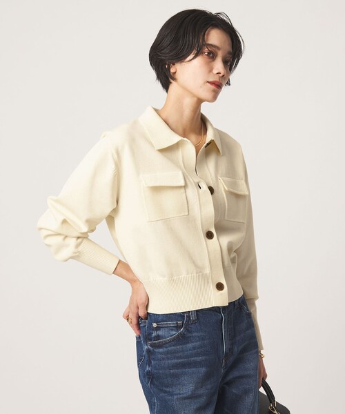 green label relaxing(グリーンレーベルリラクシング)の「ポロニット カーディガン(カーディガン/ボレロ・レディース・ブラック/グレー/オフホワイト/ダークブラウン・FREE)」の9枚目の写真