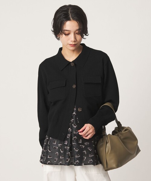 green label relaxing(グリーンレーベルリラクシング)の「ポロニット カーディガン(カーディガン/ボレロ・レディース・ブラック/グレー/オフホワイト/ダークブラウン・FREE)」の12枚目の写真