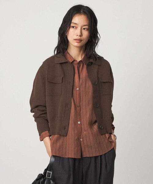 green label relaxing(グリーンレーベルリラクシング)の「ポロニット カーディガン(カーディガン/ボレロ・レディース・ブラック/グレー/オフホワイト/ダークブラウン・FREE)」の16枚目の写真