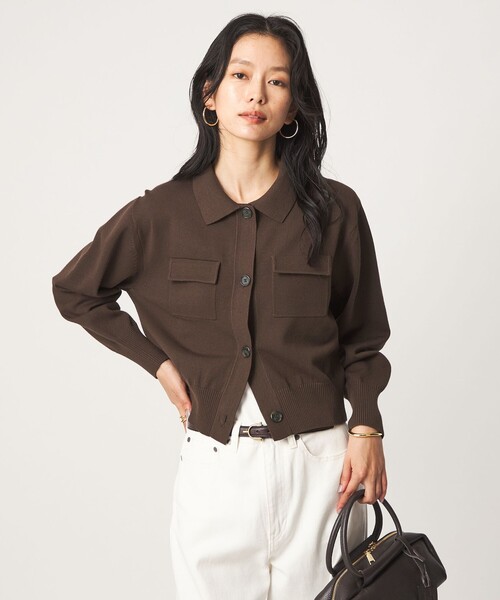 green label relaxing(グリーンレーベルリラクシング)の「ポロニット カーディガン(カーディガン/ボレロ・レディース・ブラック/グレー/オフホワイト/ダークブラウン・FREE)」の20枚目の写真