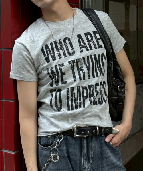 Chikashitsu +(チカシツプラス)の「【Chikashitsu +】graphics slub cropped tee / 【チカシツプラス】グラフィックスラブクロップド半袖Tシャツ(Tシャツ/カットソー・メンズ・ホワイト/グレー/ブラック・ONE SIZE)」の3枚目の写真