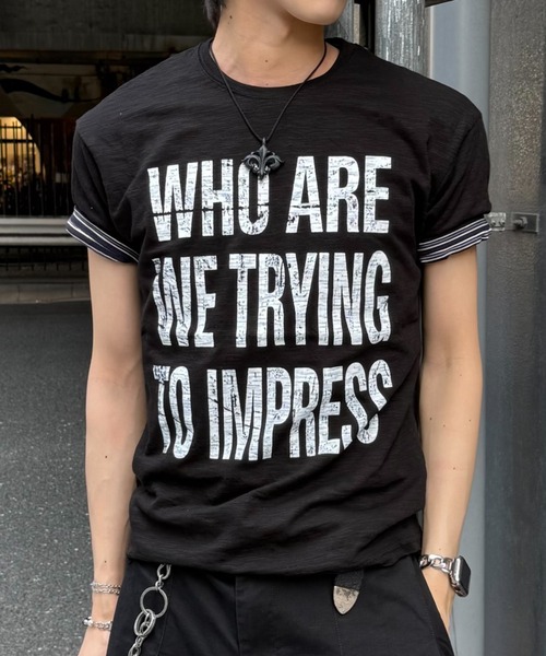Chikashitsu +(チカシツプラス)の「【Chikashitsu +】graphics slub cropped tee / 【チカシツプラス】グラフィックスラブクロップド半袖Tシャツ(Tシャツ/カットソー・メンズ・ホワイト/グレー/ブラック・ONE SIZE)」の2枚目の写真