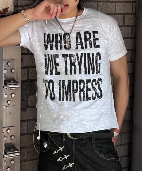 Chikashitsu +(チカシツプラス)の「【Chikashitsu +】graphics slub cropped tee / 【チカシツプラス】グラフィックスラブクロップド半袖Tシャツ(Tシャツ/カットソー・メンズ・ホワイト/グレー/ブラック・ONE SIZE)」の8枚目の写真