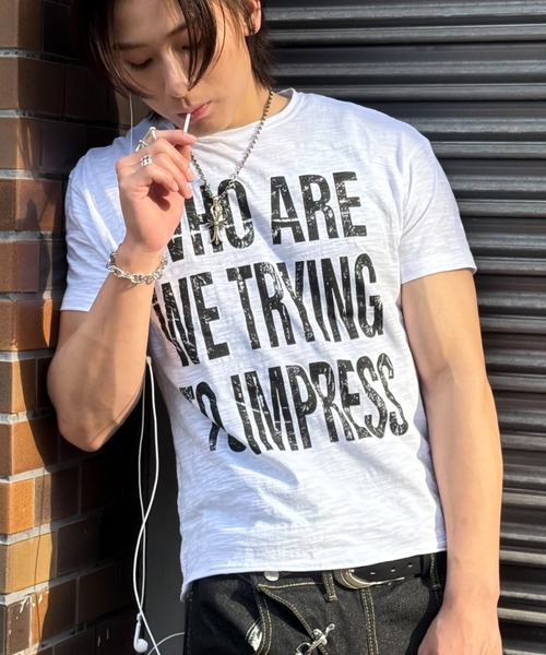 Chikashitsu +(チカシツプラス)の「【Chikashitsu +】graphics slub cropped tee / 【チカシツプラス】グラフィックスラブクロップド半袖Tシャツ(Tシャツ/カットソー・メンズ・ホワイト/グレー/ブラック・ONE SIZE)」の7枚目の写真