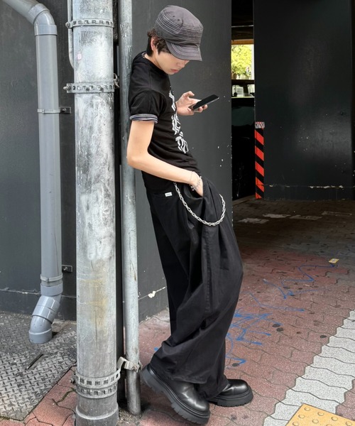 Chikashitsu +(チカシツプラス)の「【Chikashitsu +】graphics slub cropped tee / 【チカシツプラス】グラフィックスラブクロップド半袖Tシャツ(Tシャツ/カットソー・メンズ・ホワイト/グレー/ブラック・ONE SIZE)」の11枚目の写真