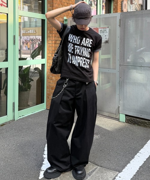 Chikashitsu +(チカシツプラス)の「【Chikashitsu +】graphics slub cropped tee / 【チカシツプラス】グラフィックスラブクロップド半袖Tシャツ(Tシャツ/カットソー・メンズ・ホワイト/グレー/ブラック・ONE SIZE)」の10枚目の写真