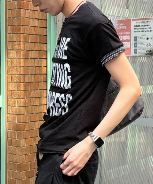 Chikashitsu +(チカシツプラス)の「【Chikashitsu +】graphics slub cropped tee / 【チカシツプラス】グラフィックスラブクロップド半袖Tシャツ(Tシャツ/カットソー・メンズ・ホワイト/グレー/ブラック・ONE SIZE)」の17枚目の写真