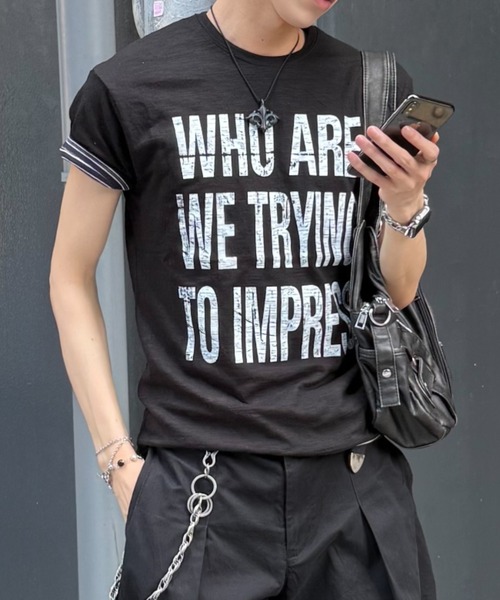 Chikashitsu +(チカシツプラス)の「【Chikashitsu +】graphics slub cropped tee / 【チカシツプラス】グラフィックスラブクロップド半袖Tシャツ(Tシャツ/カットソー・メンズ・ホワイト/グレー/ブラック・ONE SIZE)」の16枚目の写真