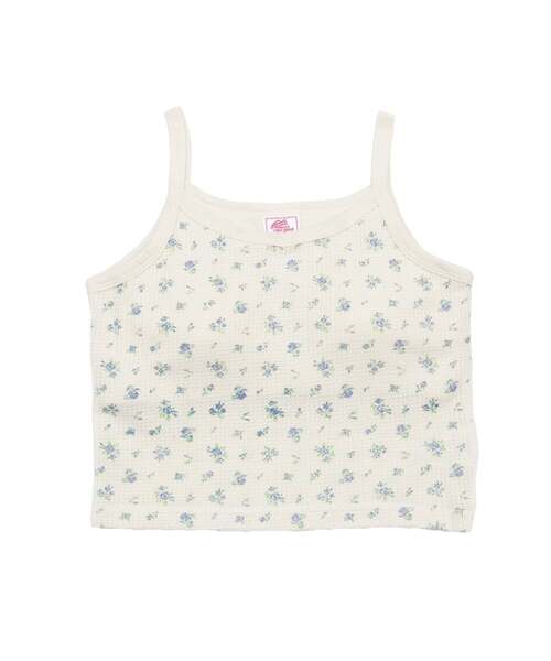 JEMORGAN LONG JOHNS】CVCワッフル 花柄カップ付きクロップドキャミ