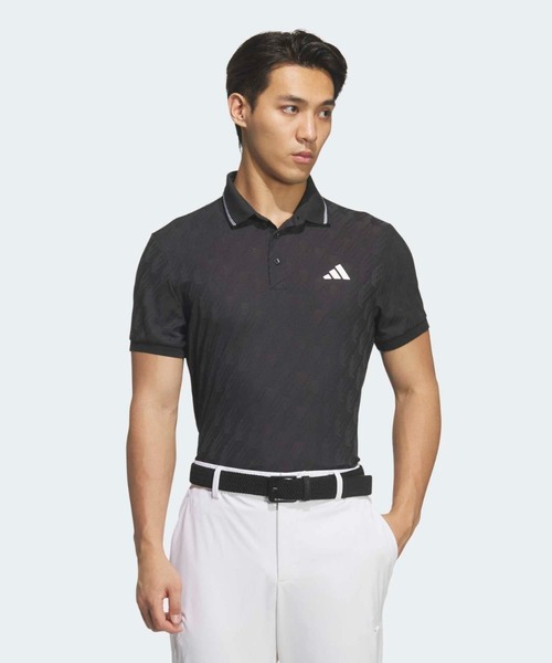 adidas(アディダス)の「ジャカード 半袖ポロ【adidas Golf/アディダスゴルフ】(ポロシャツ・メンズ・ブラック・SMALL/MEDIUM/LARGE/X-LARGE/XX-LARGE/3XL)」の1枚目の写真