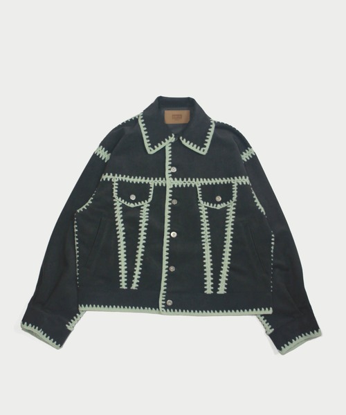 amok(アモク)の「HAND KNITTING BLOUSON(ブルゾン・メンズ・キャメル/チャコール・S/M)」の3枚目の写真
