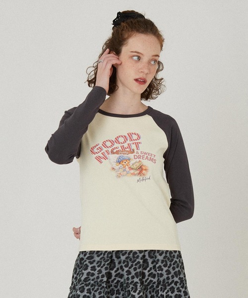 MILKFED.(ミルクフェド)の「SLEEPING M.FEDDY COMPACT B/B TEE(Tシャツ/カットソー・レディース・ライトグリーン/オフホワイト/アッシュ・ONE SIZE)」の1枚目の写真
