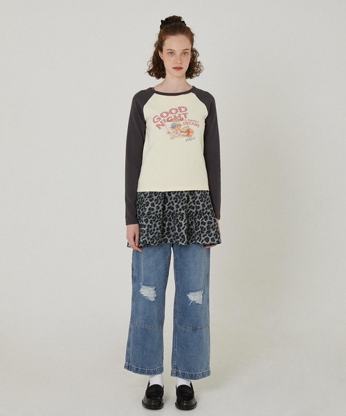 MILKFED.(ミルクフェド)の「SLEEPING M.FEDDY COMPACT B/B TEE(Tシャツ/カットソー・レディース・ライトグリーン/オフホワイト/アッシュ・ONE SIZE)」の6枚目の写真