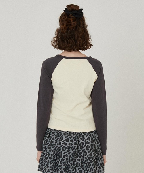 MILKFED.(ミルクフェド)の「SLEEPING M.FEDDY COMPACT B/B TEE(Tシャツ/カットソー・レディース・ライトグリーン/オフホワイト/アッシュ・ONE SIZE)」の5枚目の写真