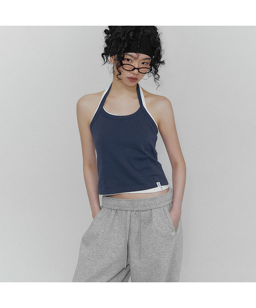 TWEE(トゥウィー)の「モル ベーシック ホルターネック クロップスリーブレス(Tシャツ/カットソー・レディース・ネイビー/グレー/ブラック・FREE)」の1枚目の写真