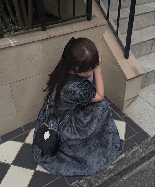 mellowneon(メロウネオン)の「ローズフリルジャガードドレス/オケージョンワンピース(ワンピース・レディース・グレー/ベージュ/ブラウン/ミント・SMALL/MEDIUM)」の12枚目の写真