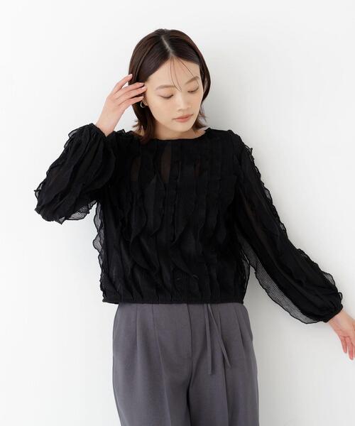NATURAL BEAUTY BASIC(ナチュラルビューティーベーシック)の「シアーフリルプルオーバー(Tシャツ/カットソー・レディース・ブラック/オフホワイト・FREE)」の22枚目の写真