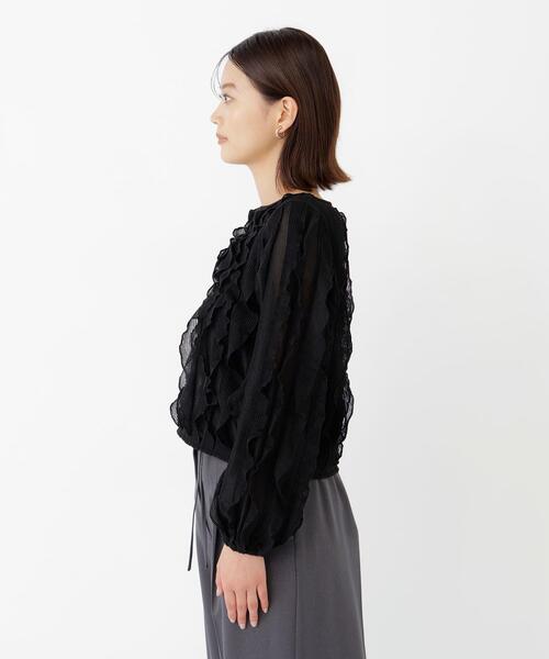 NATURAL BEAUTY BASIC(ナチュラルビューティーベーシック)の「シアーフリルプルオーバー(Tシャツ/カットソー・レディース・ブラック/オフホワイト・FREE)」の9枚目の写真