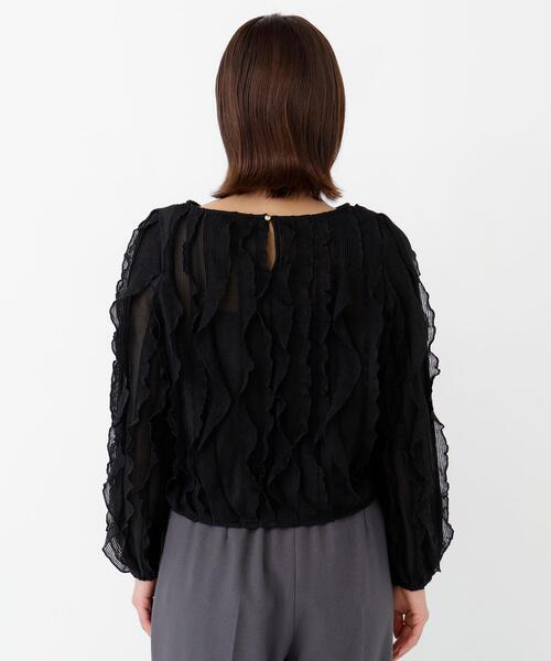 NATURAL BEAUTY BASIC(ナチュラルビューティーベーシック)の「シアーフリルプルオーバー(Tシャツ/カットソー・レディース・ブラック/オフホワイト・FREE)」の10枚目の写真