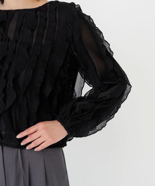 NATURAL BEAUTY BASIC(ナチュラルビューティーベーシック)の「シアーフリルプルオーバー(Tシャツ/カットソー・レディース・ブラック/オフホワイト・FREE)」の13枚目の写真