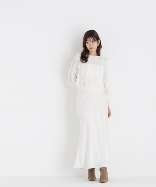 NATURAL BEAUTY BASIC(ナチュラルビューティーベーシック)の「シアーフリルプルオーバー(Tシャツ/カットソー・レディース・ブラック/オフホワイト・FREE)」の16枚目の写真
