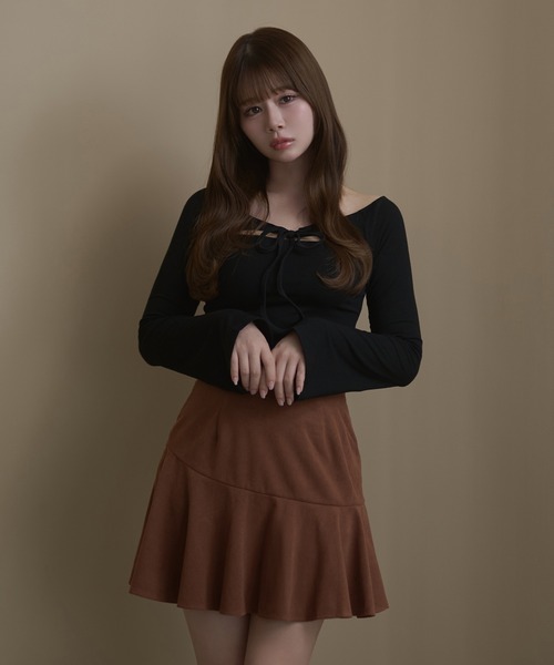M DOLLY(エムドリー)の「Corduroy winnie mini skirt / コーデュロイウィニーミニスカート(スカート・レディース・ベージュ/ブラウン/ブラック・FREE)」の9枚目の写真