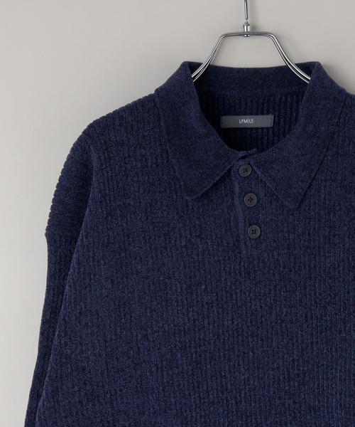 LOWRYS FARM（ローリーズファーム）の「【LFM(U)】ワイドリブモールニットポロ　 1074439（ニット/セーター・メンズ・ネイビー/ブラウン/アイボリー・MEDIUM/LARGE）」の6枚目の写真