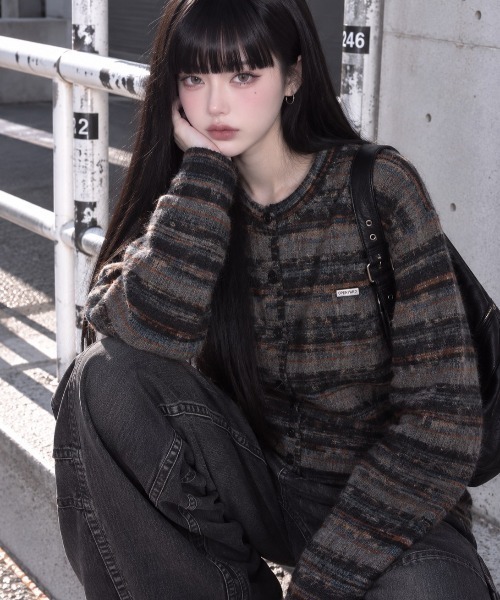 Openyard/オープンヤード』MIST STRIPE KNIT CARDIGAN/ミスト