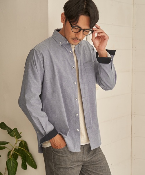 ikka（イッカ）の「【イージーケア】オックススイスカラーボタンダウンシャツ（シャツ/ブラウス・メンズ・ダークブラウン/ネイビー/ホワイト/ダークネイビー/カーキ/ブラック・S/XL/L/M）」の11枚目の写真