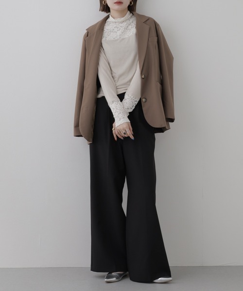 BRODIAEA（ブローディア）の「BRODIAEA レース切替ハイネックプルオーバー 長袖（Tシャツ/カットソー・レディース・ブラック/ベージュ/グレー・40）」の21枚目の写真