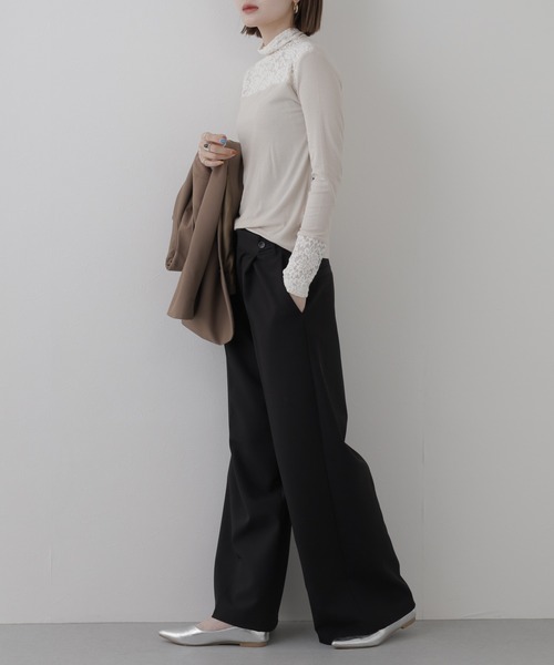 BRODIAEA（ブローディア）の「BRODIAEA レース切替ハイネックプルオーバー 長袖（Tシャツ/カットソー・レディース・ブラック/ベージュ/グレー・40）」の22枚目の写真