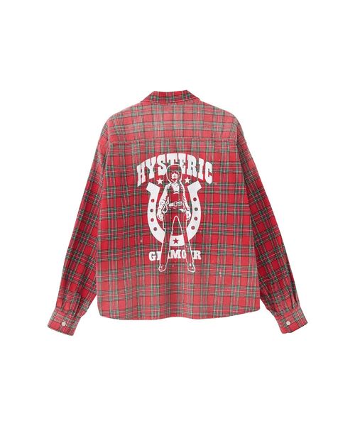 HYSTERIC GLAMOUR(ヒステリックグラマー)の「HYSTERIC HORSESHOE GIRL オーバーサイズシャツ(シャツ/ブラウス・レディース・レッド系その他/ブルー系その他・FREE)」の3枚目の写真