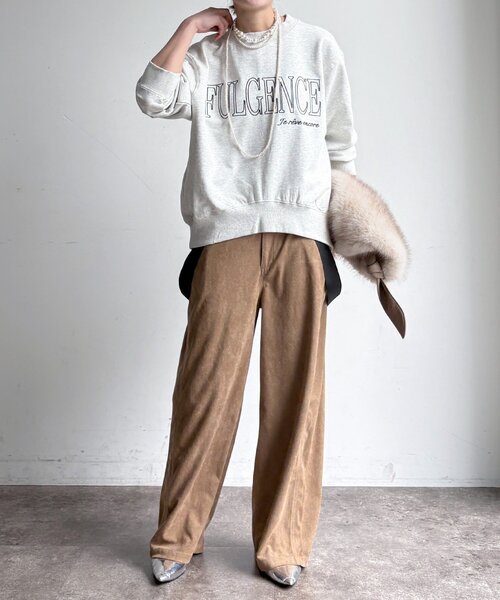 DouDou(ドゥドゥ)の「【WEB限定】 FULGENCE裏毛ロゴ刺繍プルオーバー(Tシャツ/カットソー・レディース・ダークグレー/オフホワイト/グレー・FREE)」の16枚目の写真